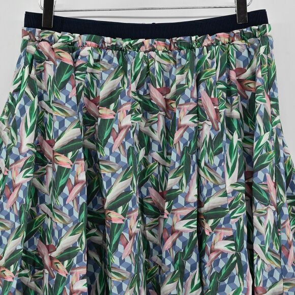 INWEAR by HELENA Skirt Women Sz 14 Tropical Geometric Print Elastic Waist A Line - Picture 2 of 12